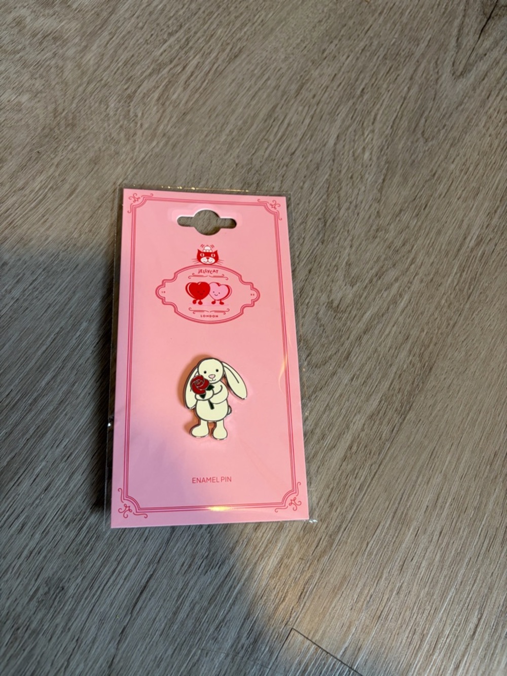 Jellycat Cream Bunny w/ Rose 🌹 Enamel Pin